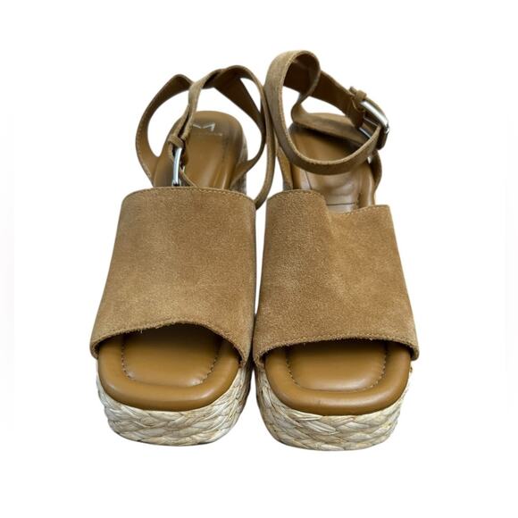 Marc Fisher Nelly Ankle Strap Espadrille Platform Wedge Brown/Tan Sandals – 9.5M - Picture 3 of 5